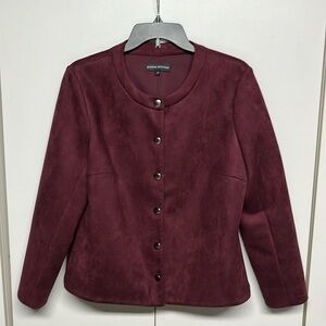 Donna Degnan Burgundy Collarless Blazer
